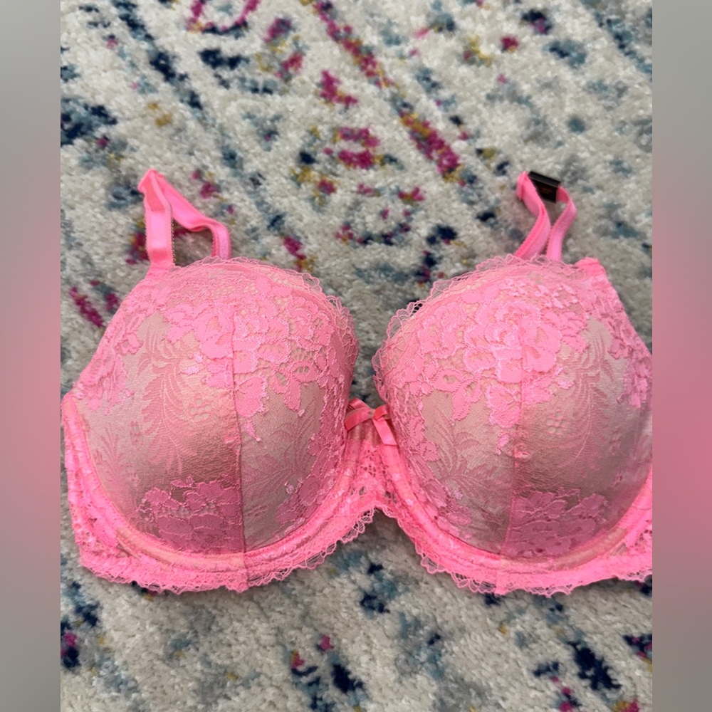 Hot Pink Lace Dream Angels Lined Demi-Buste Bra